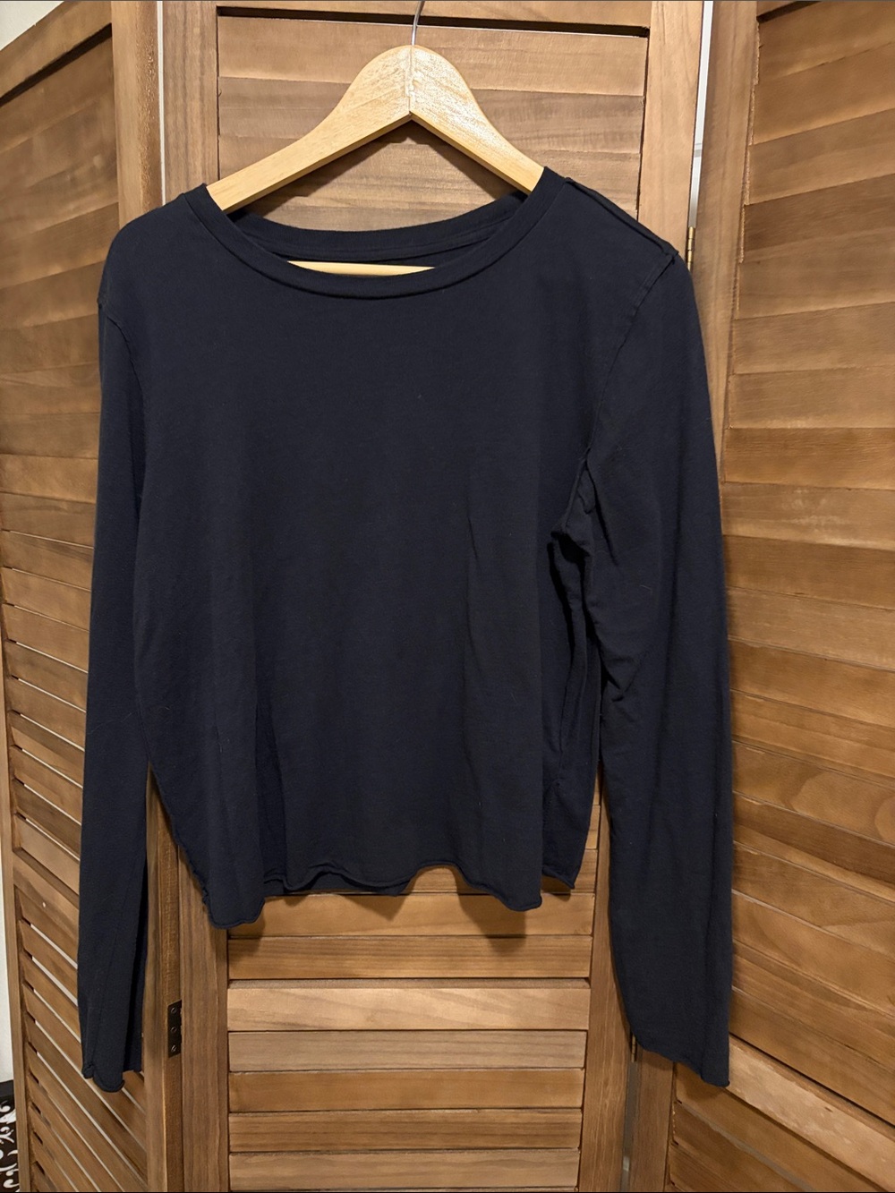Anthropologie Black Long-Sleeve Crewneck Top